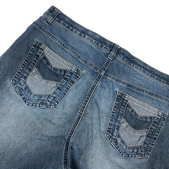 Faded Glory Denim Bermuda Shorts Stretch Waist Patchwork Pocket Plus Size 16W - Picture 7 of 9